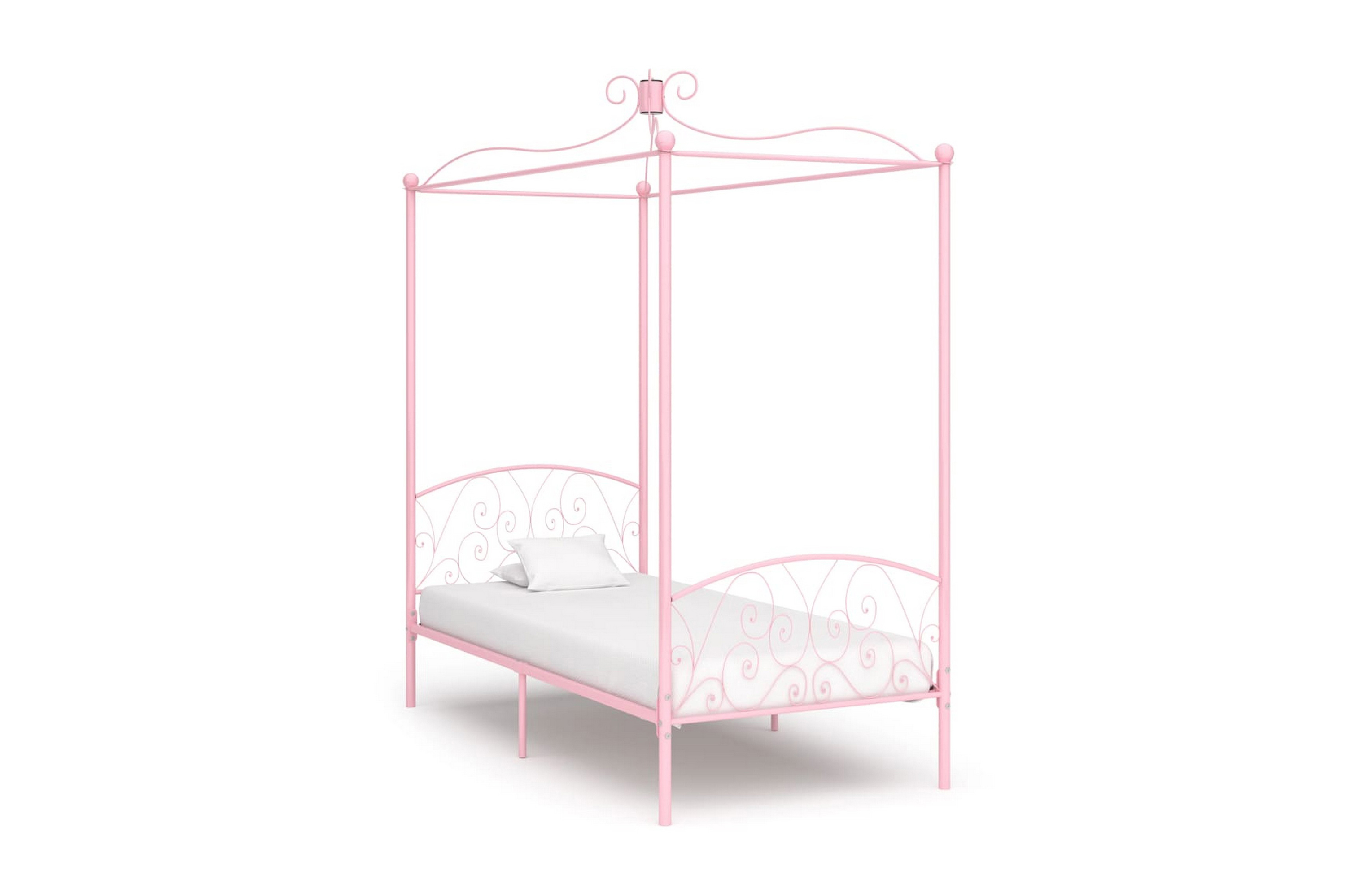 Himmelsäng rosa metall 100×200 cm – Rosa