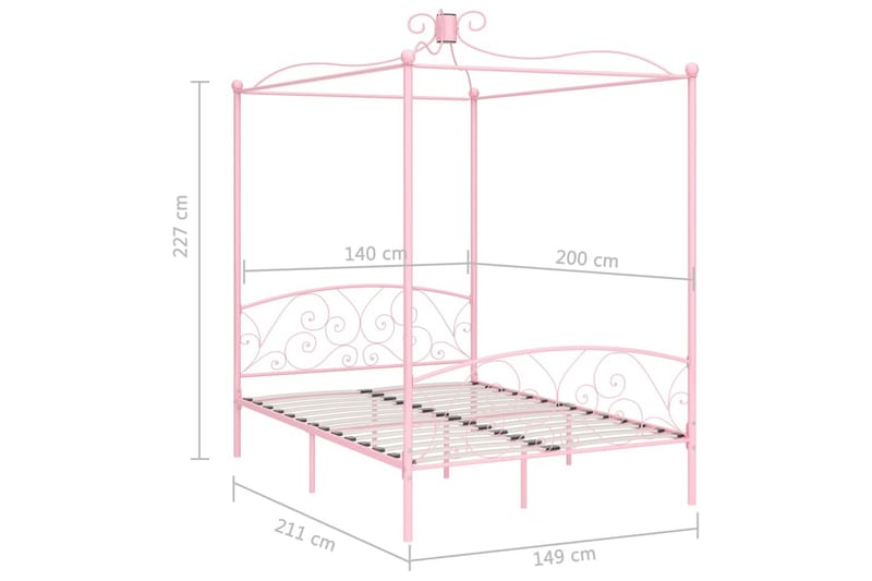 Himmelsäng rosa metall 120x200 cm - Rosa - Möbler - Sovrum - Sängar - Himmelsäng