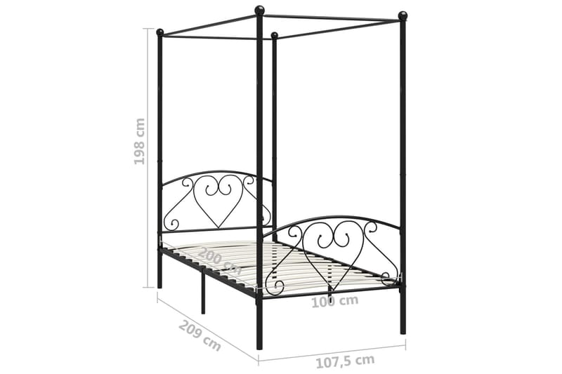 Himmelsäng svart metall 100x200 cm - Svart - Möbler - Sovrum - Sängar - Himmelsäng