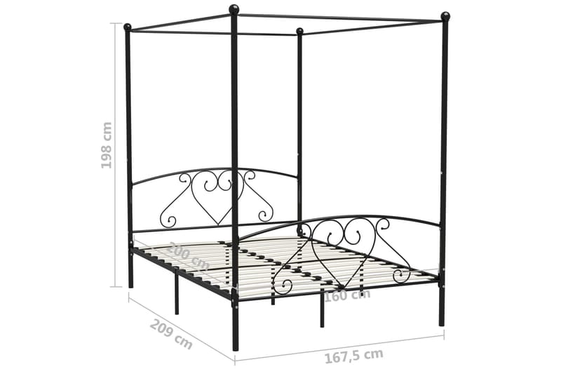 Himmelsäng svart metall 200x200 cm - Svart - Möbler - Sovrum - Sängar - Himmelsäng