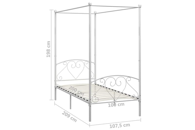 Himmelsäng vit metall 100x200 cm - Vit - Himmelsäng