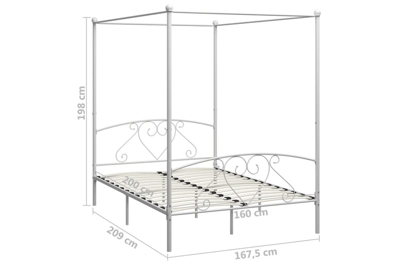 Himmelsäng vit metall 160x200 cm - Vit - Himmelsäng