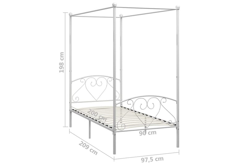 Himmelsäng vit metall 90x200 cm - Vit - Möbler - Sovrum - Sängar - Himmelsäng