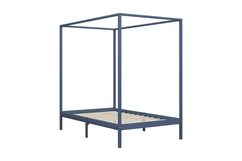 Sängram himmelsäng grå massiv furu 120x200 cm - Grå - Möbler - Sovrum - Sängar - Himmelsäng
