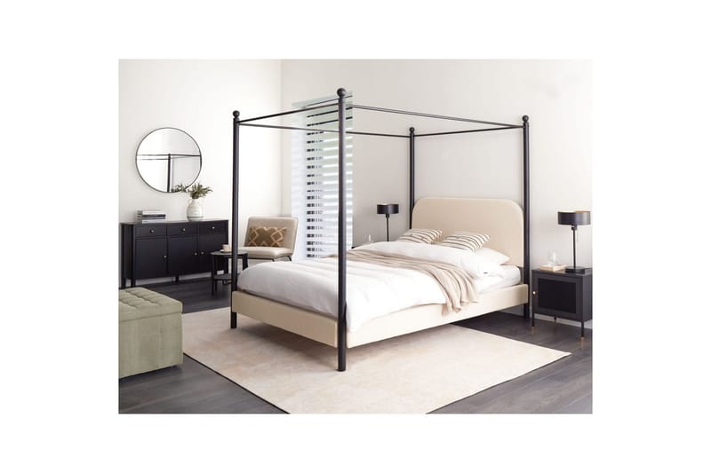 Himmelssäng Dannemois - Beige, svart, 140x200 cm - Möbler - Sovrum - Sängar - Himmelsäng