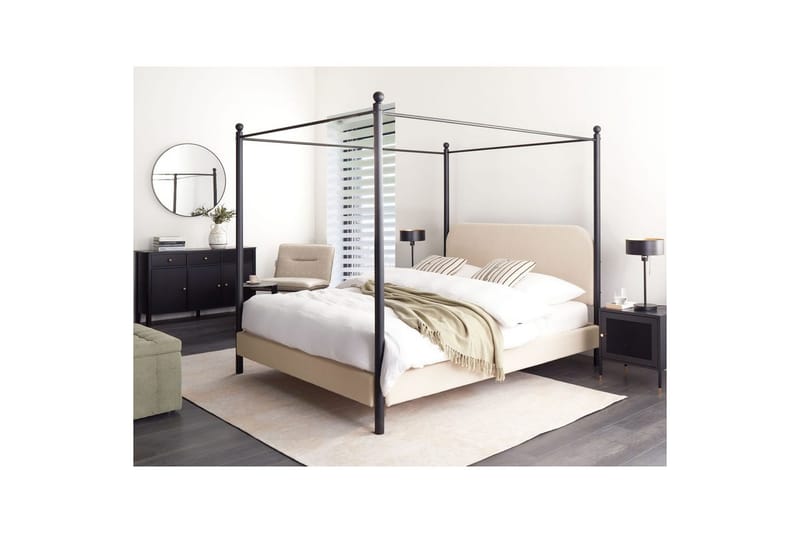 Himmelssäng Dannemois - Beige, svart, 160x200 cm - Möbler - Sovrum - Sängar - Himmelsäng