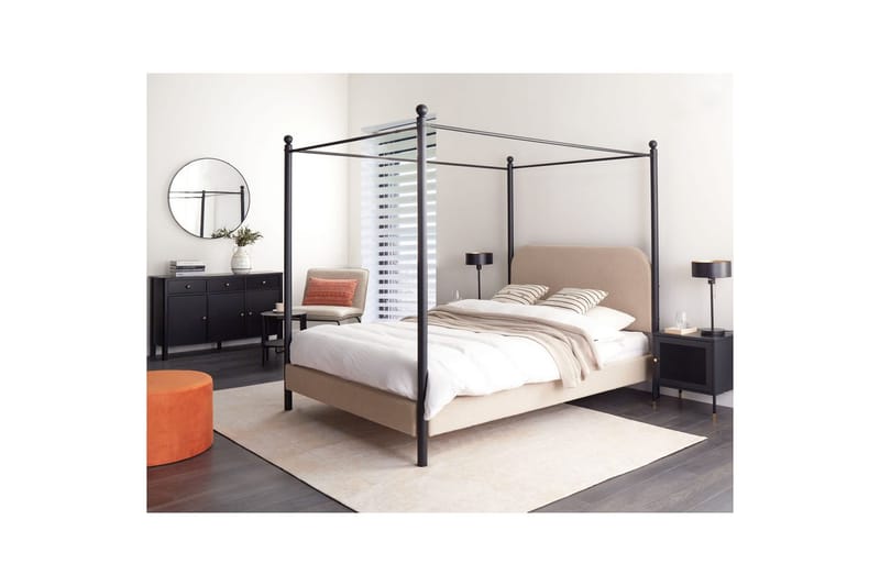 Himmelssäng Dannemois - Taupe, svart, 140x200 cm - Möbler - Sovrum - Sängar - Himmelsäng