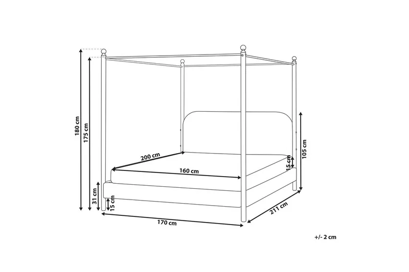 Himmelssäng Dannemois - Taupe, svart, 160x200 cm - Möbler - Sovrum - Sängar - Himmelsäng