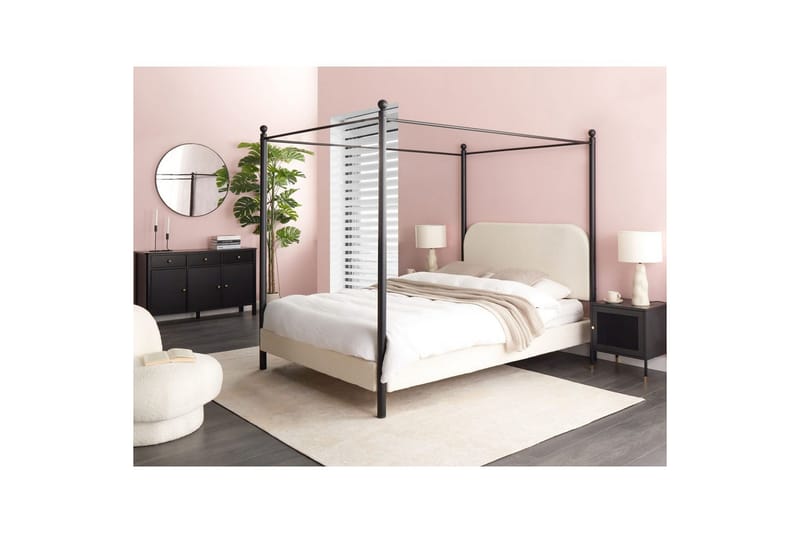 Himmelssäng Dannemois - Vit, Svart, 140x200 cm - Möbler - Sovrum - Sängar - Himmelsäng