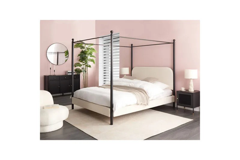 Himmelssäng Dannemois - Vit, Svart, 160x200 cm - Möbler - Sovrum - Sängar - Himmelsäng