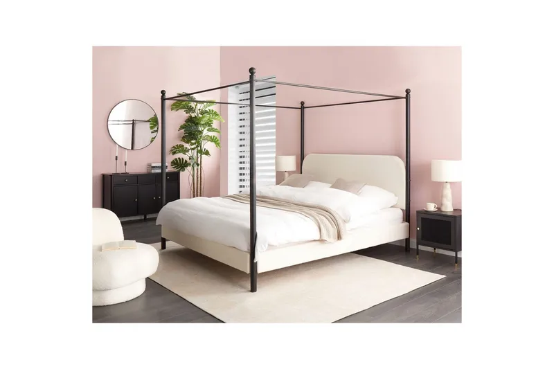 Himmelssäng Dannemois - Vit, Svart, 180x200 cm - Möbler - Sovrum - Sängar - Himmelsäng