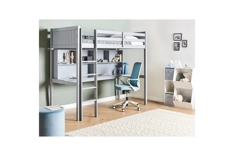Högsäng med skrivbord Foucamont - Grå - Möbler - Sovrum - Sängar - Våningssängar & loftsängar