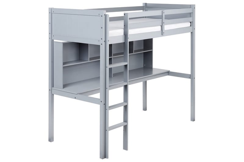 Högsäng med skrivbord Foucamont, Grå