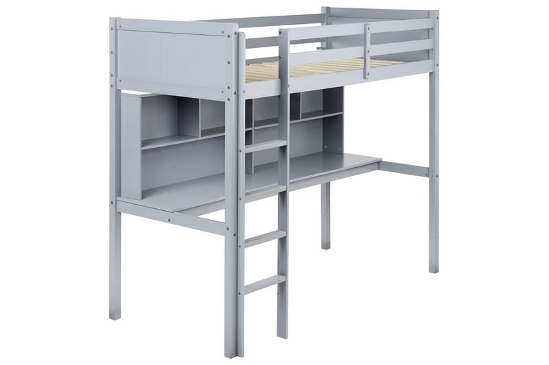 Högsäng med skrivbord Foucamont - Grå - Möbler - Sovrum - Sängar - Våningssängar & loftsängar
