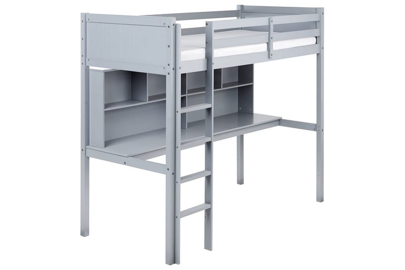 Högsäng med skrivbord Foucamont, Grå