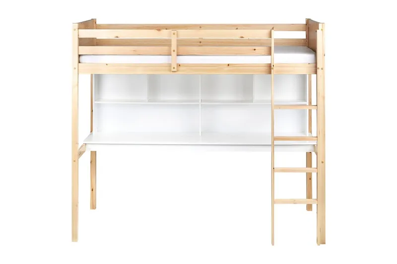 Högsäng med skrivbord Foucamont - Ljus trä, vit - Möbler - Sovrum - Sängar - Våningssängar & loftsängar