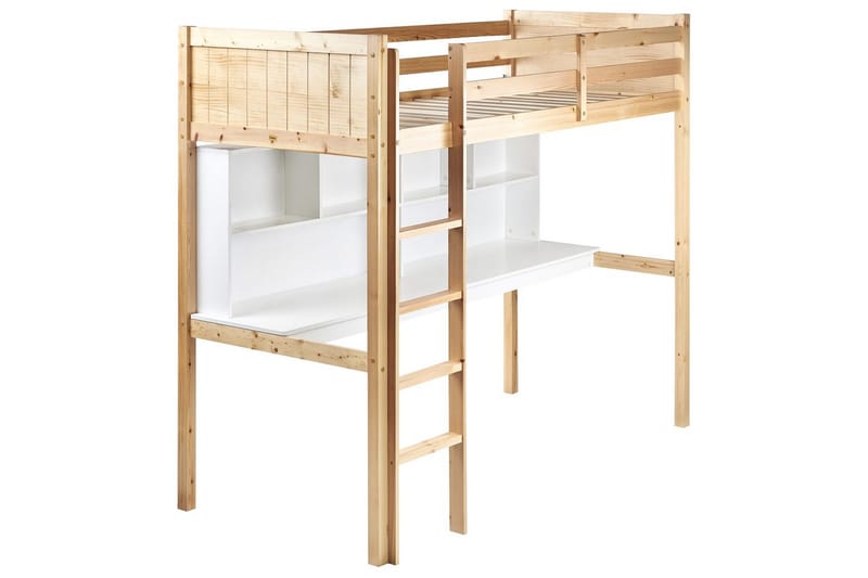 Högsäng med skrivbord Foucamont - Ljus trä, vit - Möbler - Sovrum - Sängar - Våningssängar & loftsängar