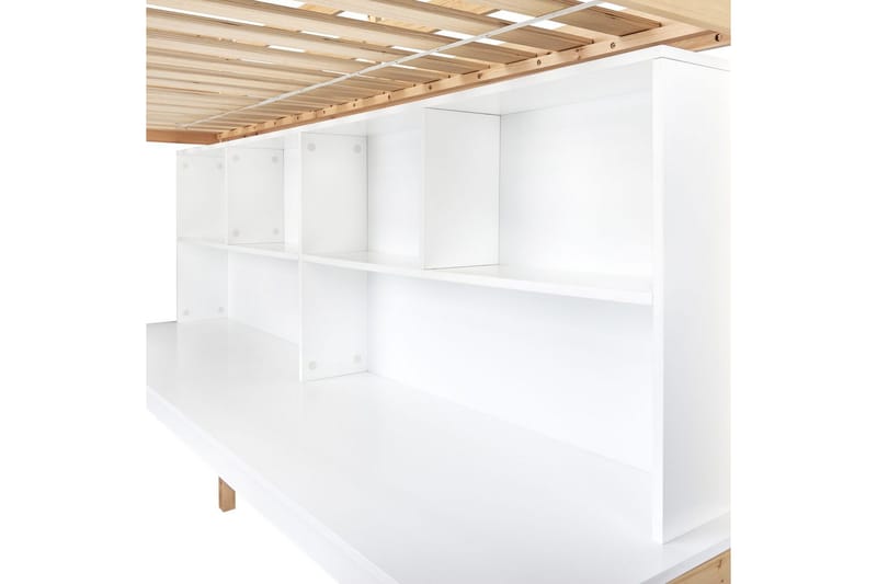 Högsäng med skrivbord Foucamont - Ljus trä, vit - Möbler - Sovrum - Sängar - Våningssängar & loftsängar