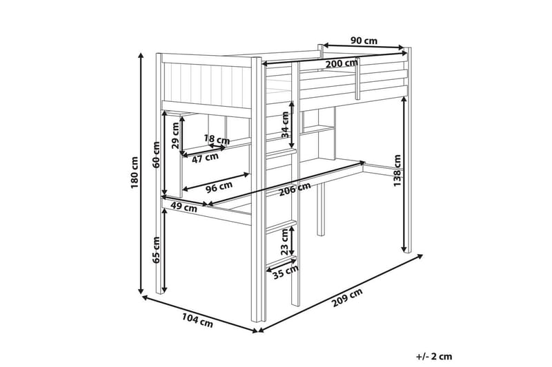 Högsäng med skrivbord Foucamont - Vit - Möbler - Sovrum - Sängar - Våningssängar & loftsängar