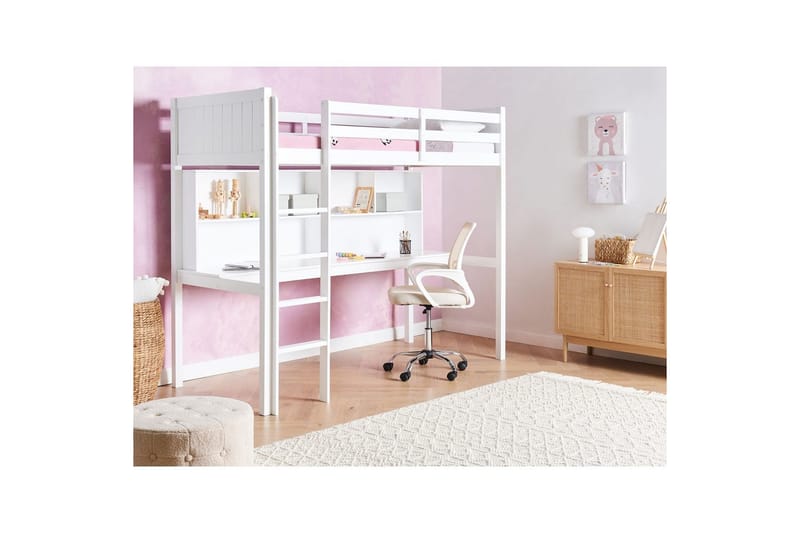 Högsäng med skrivbord Foucamont - Vit - Möbler - Sovrum - Sängar - Våningssängar & loftsängar