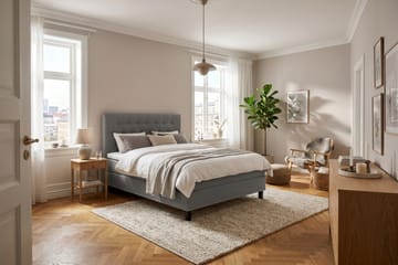HVILA Classic Komplett Sängpaket 140x200 cm Kontinentalsäng med diamant sänggavel - Grå - Möbler - Sovrum - Sängar - Komplett Sängpaket