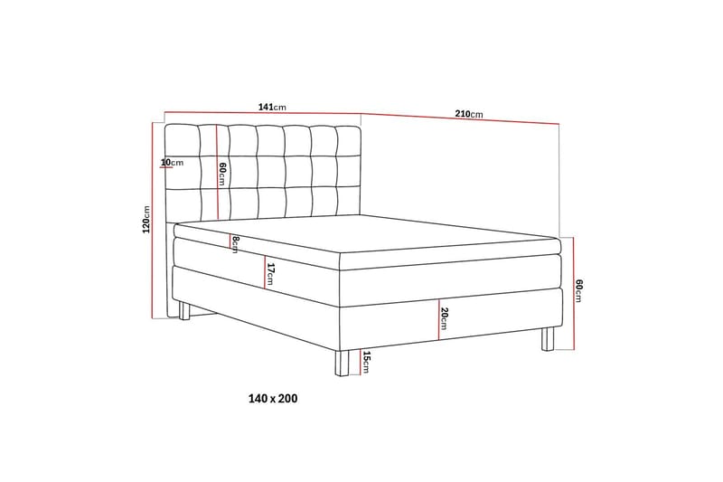 HVILA Classic Komplett Sängpaket 140x200 cm Kontinentalsäng med rutad sänggavel - Beige - Möbler - Sovrum - Sängar - Komplett Sängpaket
