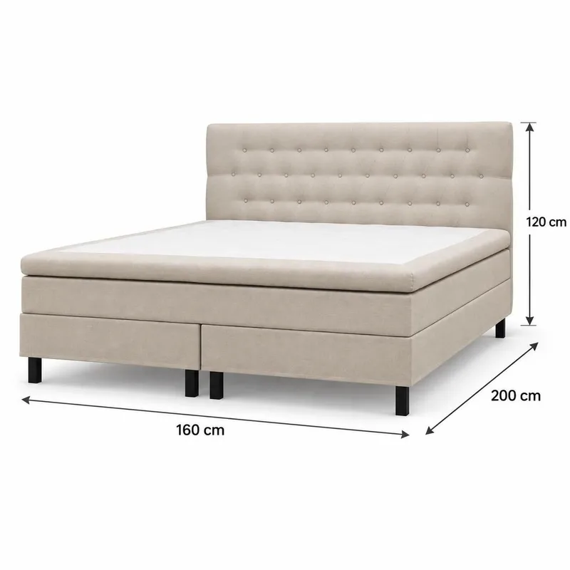 HVILA Classic Komplett Sängpaket 160x200 cm Kontinentalsäng med diamant sänggavel - Beige - Möbler - Sovrum - Sängar - Komplett Sängpaket