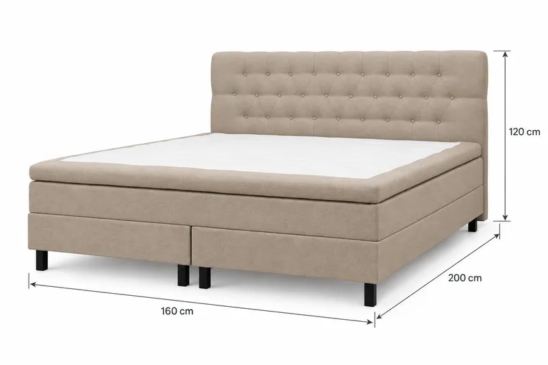 HVILA Classic Komplett Sängpaket 160x200 cm Kontinentalsäng med diamant sänggavel - Beige - Möbler - Sovrum - Sängar - Komplett Sängpaket