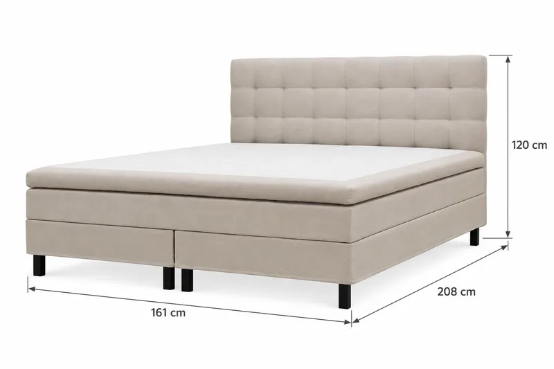 HVILA Classic Komplett Sängpaket 160x200 cm Kontinentalsäng med rutad sänggavel - Beige - Möbler - Sovrum - Sängar - Komplett Sängpaket