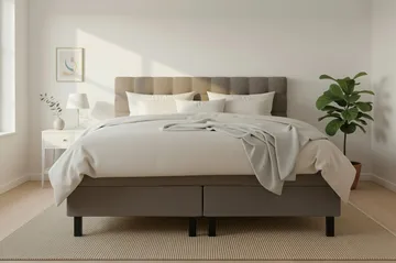 HVILA Classic Komplett Sängpaket 160x200 cm Kontinentalsäng med rutad sänggavel - Brun / Teddy - Möbler - Sovrum - Sängar - Komplett Sängpaket