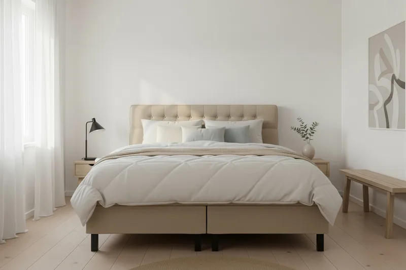 HVILA Classic Komplett Sängpaket 180x200 cm Kontinentalsäng med diamant sänggavel - Beige - Möbler - Sovrum - Sängar - Kontinentalsängar