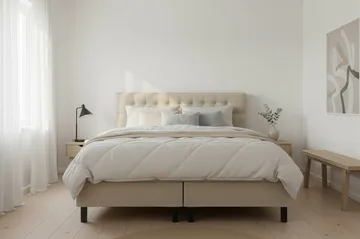 HVILA Classic Komplett Sängpaket 180x200 cm Kontinentalsäng med diamant sänggavel - Beige - Möbler - Sovrum - Sängar - Komplett Sängpaket