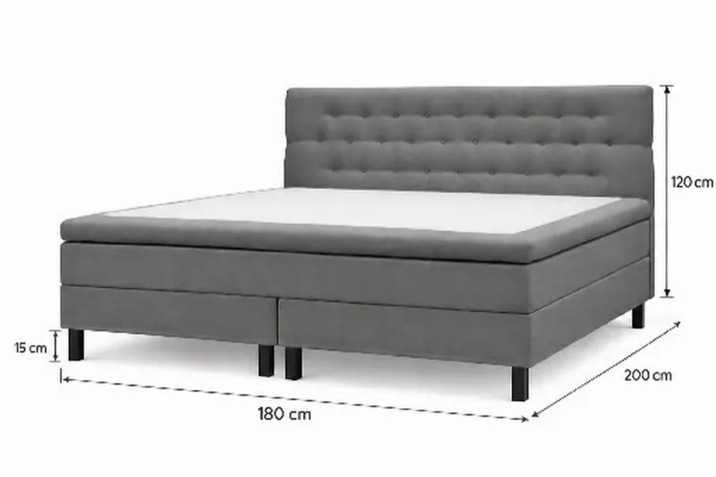 HVILA Classic Komplett Sängpaket 180x200 cm Kontinentalsäng med diamant sänggavel - Grå - Möbler - Sovrum - Sängar - Komplett Sängpaket