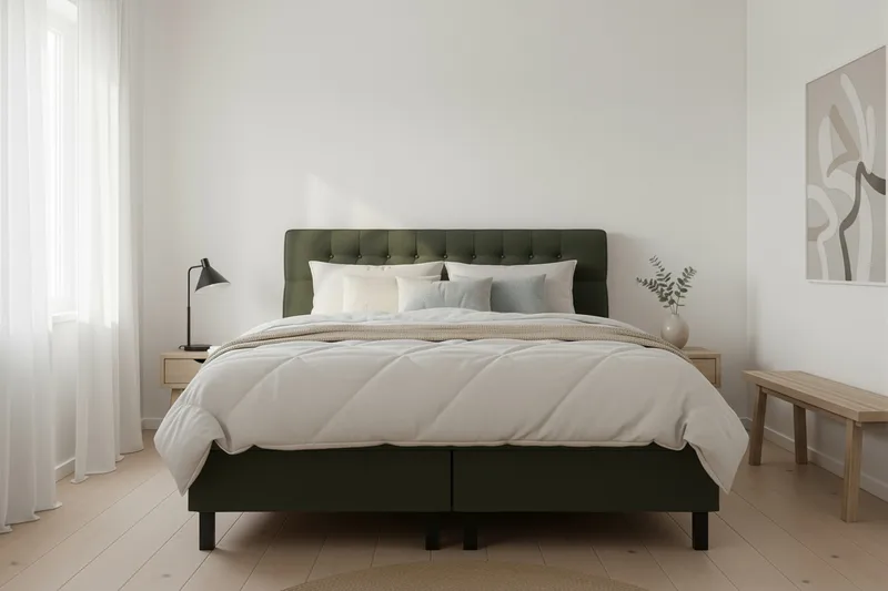 HVILA Classic Komplett Sängpaket 180x200 cm Kontinentalsäng med diamant sänggavel - Grön - Möbler - Sovrum - Sängar - Kontinentalsängar