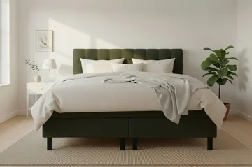 HVILA Classic Komplett Sängpaket 180x200 cm Kontinentalsäng med rutad sänggavel - Grön - Möbler - Sovrum - Sängar - Komplett Sängpaket