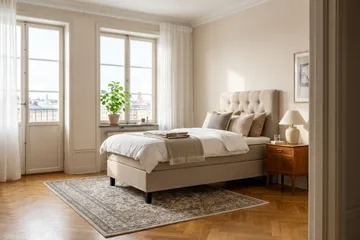 HVILA Classic Komplett Sängpaket 90x200 cm Kontinentalsäng med diamant sänggavel - Beige - Möbler - Sovrum - Sängar - Komplett Sängpaket