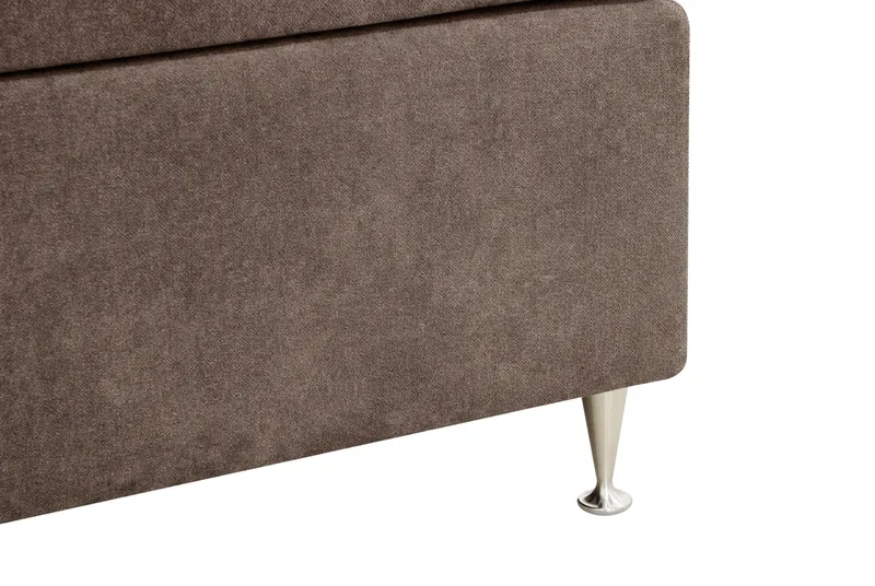 HVILA Lyx Komplett Sängpaket 160x200 cm Kontinentalsäng med knappad sänggavel i chenille - Mörkbrun - Möbler - Sovrum - Sängar - Kontinentalsängar