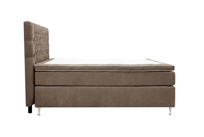 HVILA Lyx Komplett Sängpaket 160x200 cm Kontinentalsäng med knappad sänggavel i chenille - Mörkbrun - Möbler - Sovrum - Sängar - Kontinentalsängar