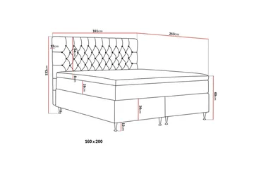 HVILA Lyx Komplett Sängpaket 160x200 cm Kontinentalsäng med knappad sänggavel i sammet - Grå / Sammet - Möbler - Sovrum - Sängar - Kontinentalsängar