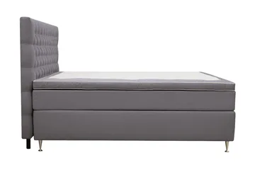 HVILA Lyx Komplett Sängpaket 160x200 cm Kontinentalsäng med knappad sänggavel i sammet - Grå / Sammet - Möbler - Sovrum - Sängar - Kontinentalsängar