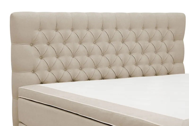 HVILA Lyx Komplett Sängpaket 180x200 cm Kontinentalsäng med knappad sänggavel - Beige - Möbler - Sovrum - Sängar - Kontinentalsängar
