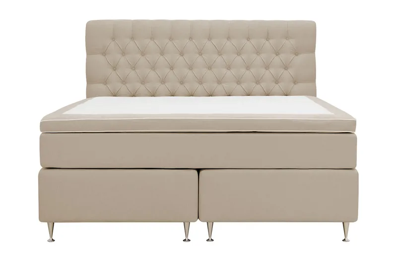 HVILA Lyx Komplett Sängpaket 180x200 cm Kontinentalsäng med knappad sänggavel, Beige