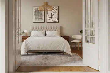 HVILA Lyx Komplett Sängpaket 180x200 cm Kontinentalsäng med knappad sänggavel - Beige - Möbler - Sovrum - Sängar - Kontinentalsängar