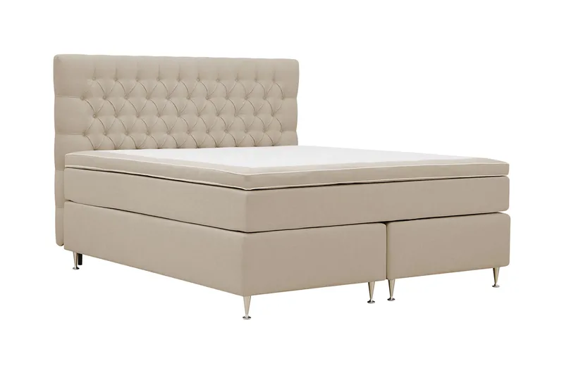 HVILA Lyx Komplett Sängpaket 180x200 cm Kontinentalsäng med knappad sänggavel - Beige - Möbler - Sovrum - Sängar - Kontinentalsängar