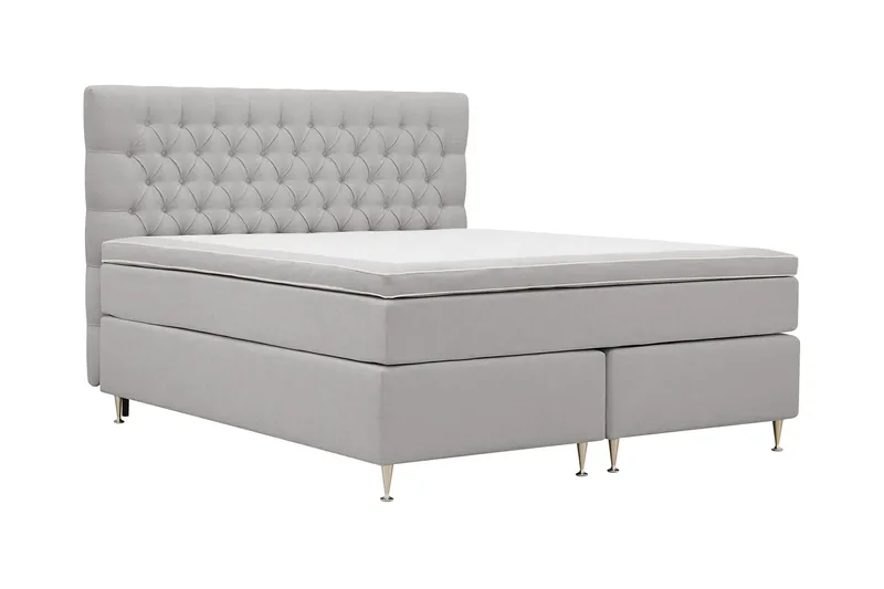 HVILA Lyx Komplett Sängpaket 180x200 cm Kontinentalsäng med knappad sänggavel - Grå - Möbler - Sovrum - Sängar - Komplett Sängpaket