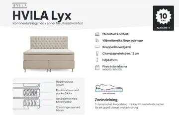HVILA Lyx Komplett Sängpaket 180x200 cm Kontinentalsäng med knappad sänggavel - Grå - Möbler - Sovrum - Sängar - Komplett Sängpaket