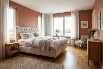 HVILA Lyx Komplett Sängpaket 180x200 cm Kontinentalsäng med knappad sänggavel i chenille - Beige - Möbler - Sovrum - Sängar - Komplett Sängpaket