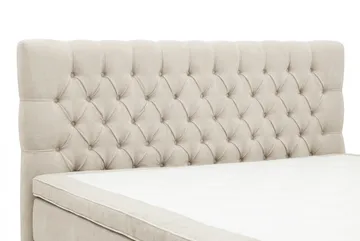 HVILA Lyx Komplett Sängpaket 180x200 cm Kontinentalsäng med knappad sänggavel i chenille - Beige - Möbler - Sovrum - Sängar - Komplett Sängpaket