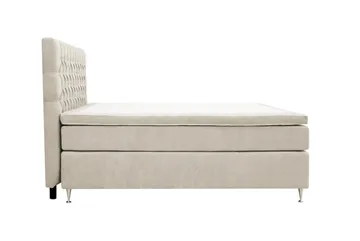 HVILA Lyx Komplett Sängpaket 180x200 cm Kontinentalsäng med knappad sänggavel i chenille - Beige - Möbler - Sovrum - Sängar - Komplett Sängpaket