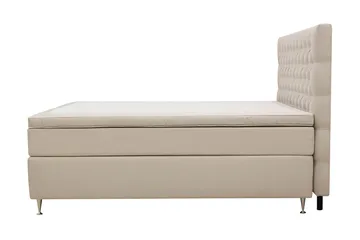 HVILA Lyx Komplett Sängpaket 180x200 cm Kontinentalsäng med knappad sänggavel i sammet - Beige - Möbler - Sovrum - Sängar - Komplett Sängpaket